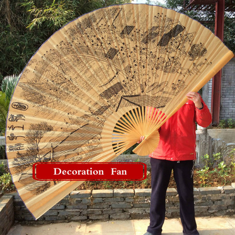 Wall Mount Cloth Fan Chinese Style Oversized Decoration Folding Craft Paper Fan Classical Living Room Decorative Furnishings ► Photo 1/5