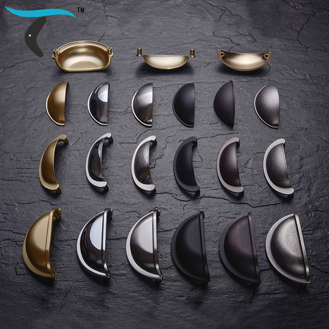 High-end shell handle cabinet drawer gold silver black ear semi-circular zinc alloy retro handle ► Photo 1/6