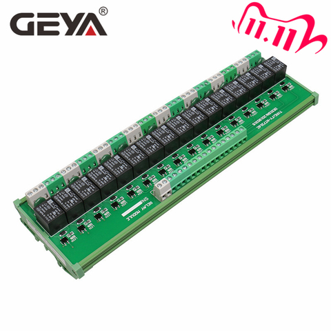 Free Shipping GEYA 16 Groups 1SPDT 1NC1NO Relay Module for AC DC 5V 12V 24V PLC Relay Board 12V 10A Electromagnetic Relay ► Photo 1/6