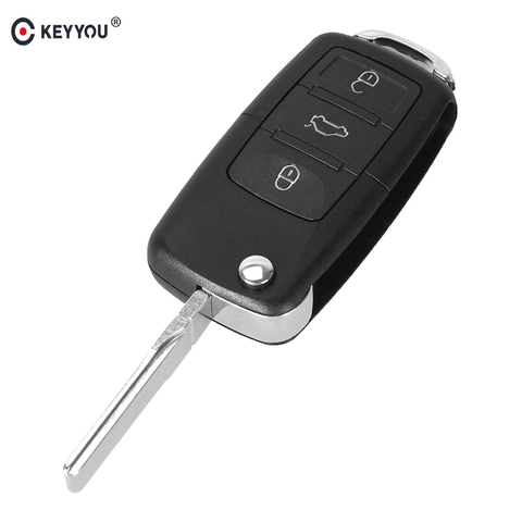 KEYYOU 4 Buttons Replacement Remote Flip Folding Car Key Shell Case For VW Volkswagen Golf MK4 Bora Fob Auto Key Blank Case ► Photo 1/6