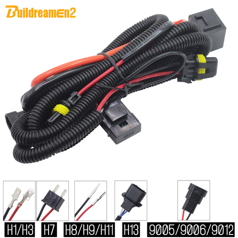 Buildreamen2 H1 H3 H7 H8 H9 H11 9005 9006 9012 HID Xenon Kit Wire Relay Harness Wiring For Car Headlight Fog Light 35W 55W 12V ► Photo 1/6