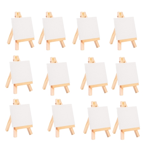 24Set Artists 5 Inch Mini Easel +3 Inch X3 Inch Mini Canvas Set Painting Craft DIY Drawing Small Table Easel Gift ► Photo 1/6