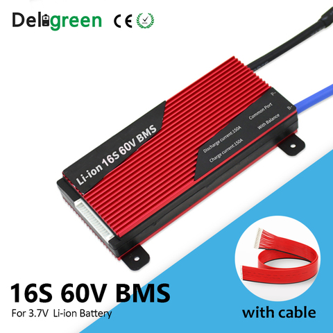 Deligreen 16S Li-ion BMS 80A 100A 120A 150A 200A 60V PCM/PCB/BMS for Li-PO LiNCM battery pack 18650 Ebike charge discharge ► Photo 1/6