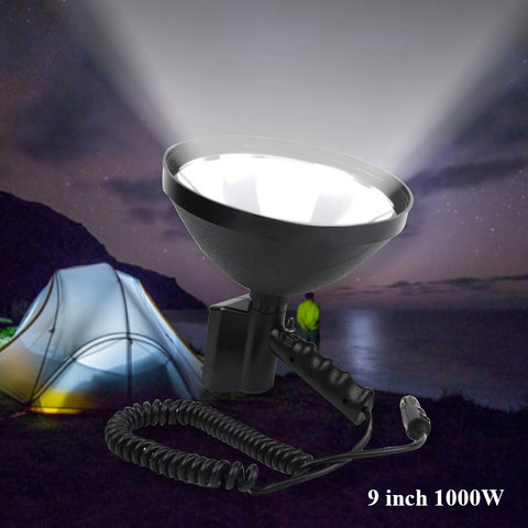 1000W Portable Searchlights Spotlight 12V Hunting light handheld lamp 9 inch 245mm Outdoor spot lights for Camping lighting ► Photo 1/6