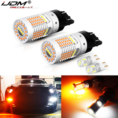 iJDM No Hyper Flash 7443 W21/5W LED For Ford Mustang Turn Signal Light/DRL Bulbs and T10 W5W LED Parking Clearance Lights 12V ► Photo 1/6