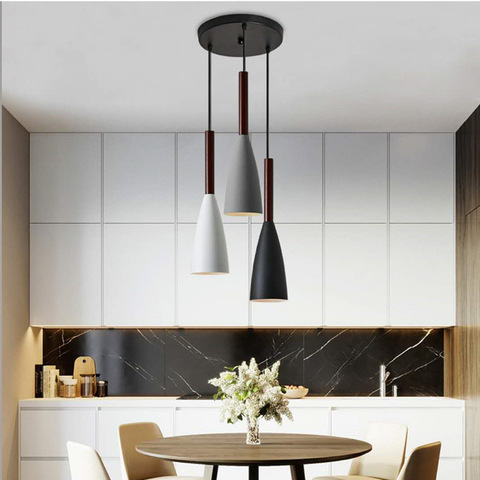 Nomsun Modern Pendant Lamp E27 Nordic Wood Pendant Lights Dining Room kitchen hanging lamp Restaurant Cafe Lighting Fixtures ► Photo 1/6