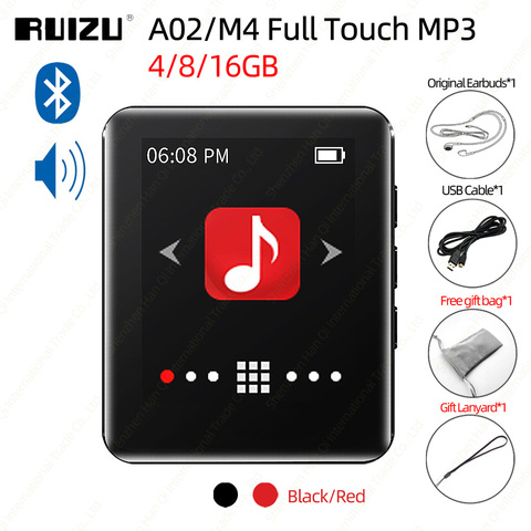 RUIZU A02 M4 Bluetooth 4.0 MP3 Player With Full Touch Screen Portable Music Player With Speaker FM EBook Recorder Pedometer ► Photo 1/6
