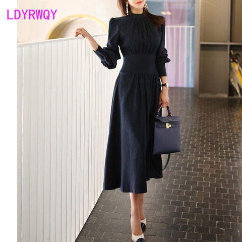 2022 new Korean ladies social  collar simple dress female Zippers  Full  Regular  Natural  Stand  Sheath  Office Lady ► Photo 1/6