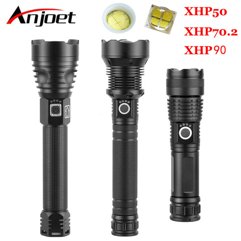 Anjoet XHP90 powerful led Zoom Tactical flashlight power 26650 or 18650 battery & xhp70.2 Tactical Flash light torch ► Photo 1/6