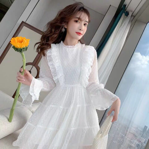 Elegant Fairy Dress Women Long Sleeve Lace Chiffon Designer Dress Casual French Korean Mini Dress Women's Clothing Autumn 2022 ► Photo 1/6