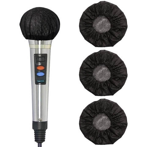 200 Pcs Black Disposable Microphone Covers Karaoke Anti-Splash Mic Cover Dust-Proof Accessories ► Photo 1/6