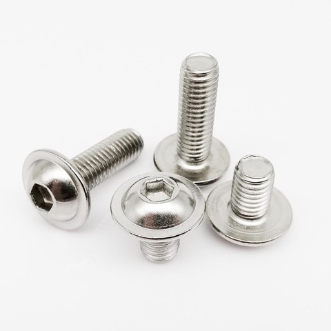 1/50pcs M3 M4 M5 M6 M8 ISO7380.2 304 Stainless Steel Hex Hexagon Socket Round Button Flange Head With Washer Collar Screw Bolt ► Photo 1/6