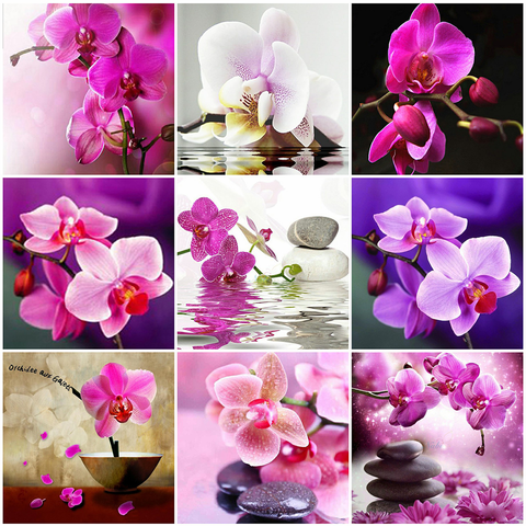 HUACAN 5D Diy Diamond Embroidery Full Square Orchid Cross Stitch Painting Flowers Mosaic Home Decoration Gift ► Photo 1/6