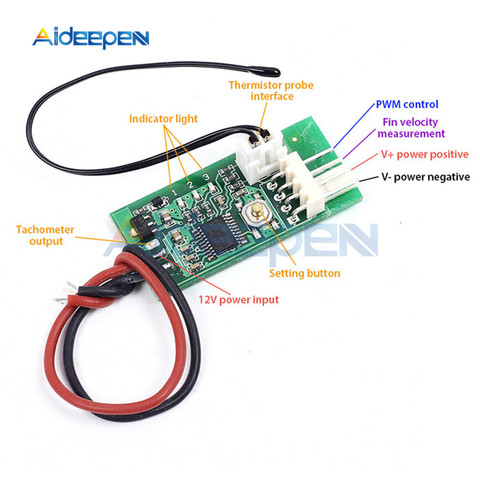 DC 12V 4 Wire PWM Fan Temperature Control Speed Controller Governor Regulator for PC Computer CPU Fan Cooler Alarm Module Board ► Photo 1/6