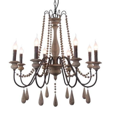 UMEILUCE Vintage Wood Chandelier Light Retro Hanging Lamp for Dining Living Room Loft Foyer Lobby Light ► Photo 1/6