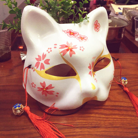 Kitsune Mask For Halloween Costume Japanese Cute Fox Cosplay