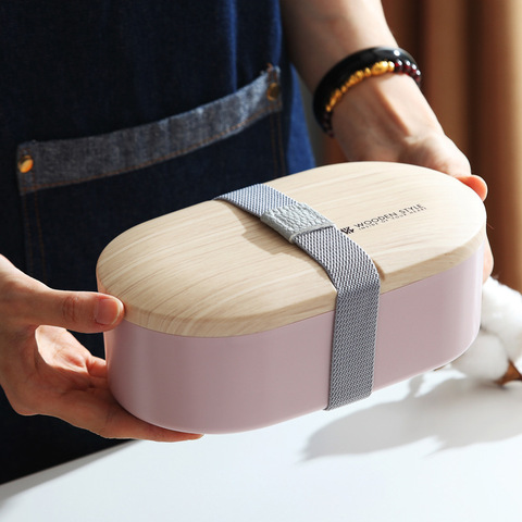 Nordic Style Wooden Lunch Box Sealed Leak-Proof Bento Box with Tableware for Student Office Worker Portable Microwave Lunchbox ► Photo 1/6