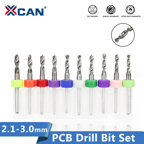 XCAN 10pcs 2.1mm to 3.0mm PCB Drill Bit Set for Drilling Print Circuit Board Carbide CNC Machine Mini Drill Bits ► Photo 1/6