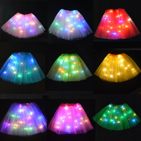 Kids Girl Light Tutu Glow Skirt Wedding Flower Wreath Ballet Miniskirt Costume  Neon Led Clothes Party Halloween Gift Christmas ► Photo 1/6