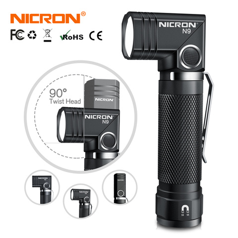 NICRON 90 Degree Twist Led Flashlight Rotary Clip 1000LM Waterproof Magnet Mini Lighting LED Torch Outdoor N9 ► Photo 1/6