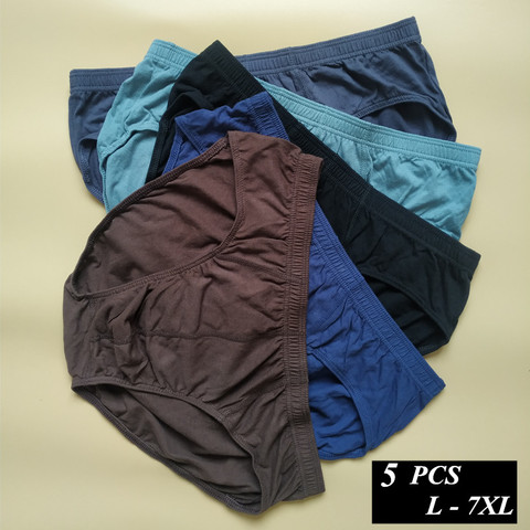 5 pcs/lot 100% Cotton Mens Briefs Plus Size Men Underwear Panties 4XL/5XL/6XL /7XL ► Photo 1/6