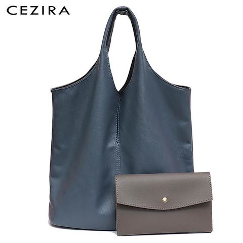 CEZIRA Fashion Individual Design Shoulder Bag For Women Vegan Leather Tote Two Colors Reversible Ladies PU Hobo Coin Purse Femal ► Photo 1/6