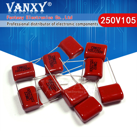 10PCS 250V105J Pitch 15MM 250V 105 1uf CBB 250V105 Polypropylene film capacitor ► Photo 1/6