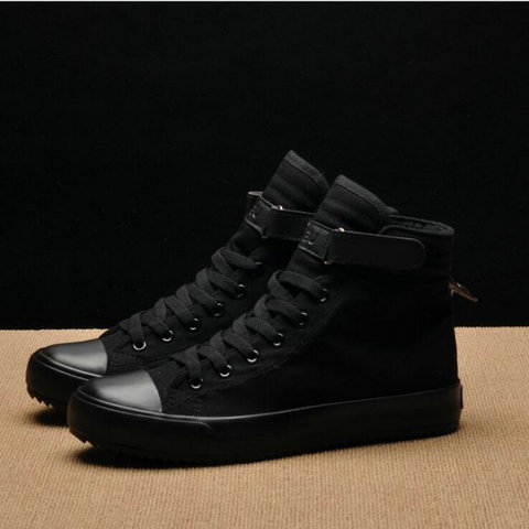 Fashion New Men Light Breathable Canvas Casual All Black white  Red High top Solid Color Sneakers Shoes flats HH-90 ► Photo 1/6