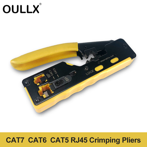 OULLX EZ Cat7 RJ45 Crimper Hand Network Tools Pliers RJ12 Cat5 Cat6 8P8C Cable Stripper Pressing Clamp Tongs Clip Multi Function ► Photo 1/6