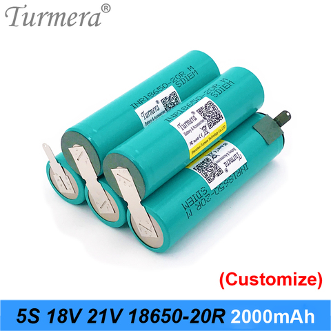 Turmera 5S 18V 21V INR18650-20RM 2000mAh 20A Battery Soldering Battery for 18V Screwdriver Shurika Shura  and Vacuum Cleaner Use ► Photo 1/6