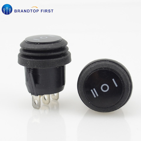 1pcs Black Waterproof 3 Position SPDT Round Boat Rocker Switch 3Pins ON/OFF/ON  6A/250V 10A/125V AC ► Photo 1/6