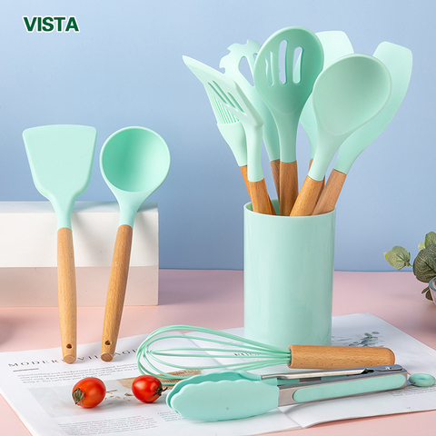 Myvit Cooking Tool Non-toxic Cooking Baking Kitchen Tools Utensils Silicone Shovel Spoon Scraper Brush Spade Whisk Turner ► Photo 1/6