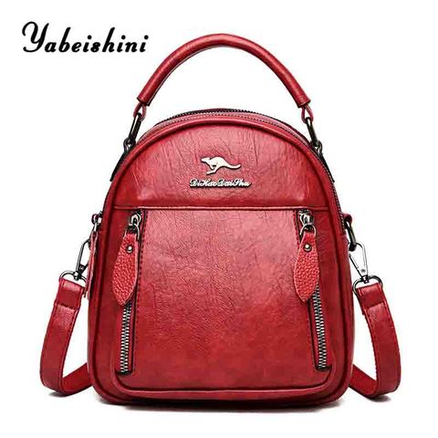 Mini Leather Backpacks for women Multifunction travel backpack kangaroo Backpacks sac a dos school bags for teenage girls ► Photo 1/6