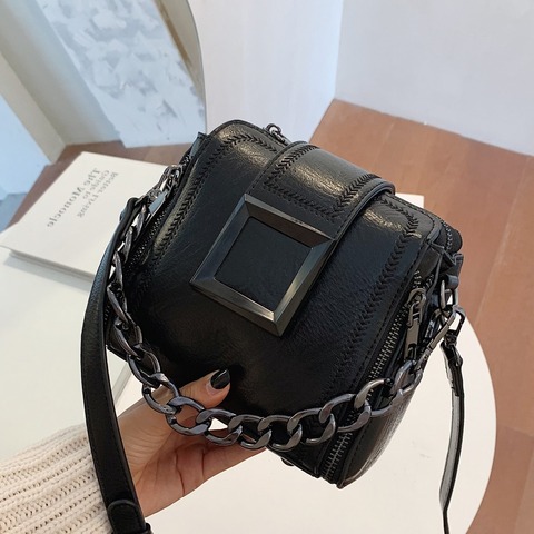 New PU Leather Retro Chains Hasp Shoulder Bag Small Delicate Bucket Bags Female Crossbody Bag Ladies Handbag ► Photo 1/6