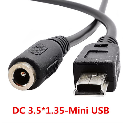 3A DC Power Jack Female to Mini USB 5 Pin Male 3.5mm x1.35mm / 5.5mm*2.1mm to Mini USB Cable 20cm Black for MP3 Camera ► Photo 1/6