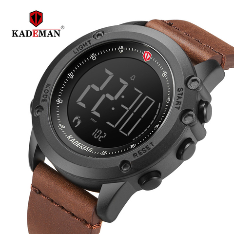 KADEMAN Military Sports Men's Watch Digital Display Waterproof Step Counter Leather Clock Top Luxury Brand LED Male Wristwatches ► Photo 1/6