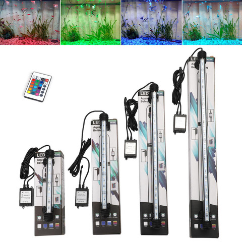 EU Plug Aquarium Fish Tank LED Light RGB Colorful Underwater Submersible Light Bar Waterproof 5050 SMD Aquatic Lamp With Remote ► Photo 1/6