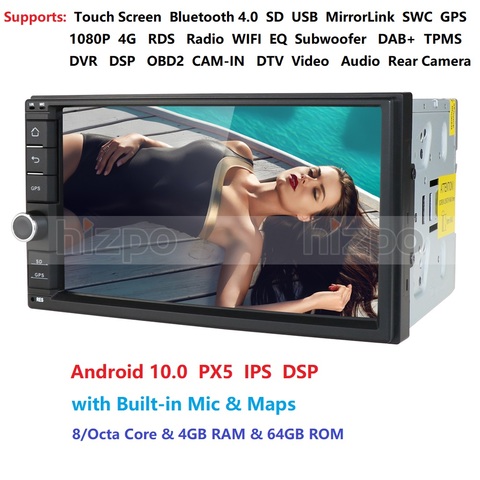 2 Din 7'' Octa core Universal Android 10 4GB RAM 64G ROM Car Radio Stereo GPS Navigation WiFi 1024*600 Touch Screen 2din Car PC ► Photo 1/6