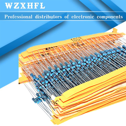 100pcs 1/4W 1R~10M 1% Metal film resistor 100R 220R 1K 1.5K 2.2K 4.7K 10K 22K 47K 100K 100 220 1K5 2K2 4K7 ohm resistance ► Photo 1/6