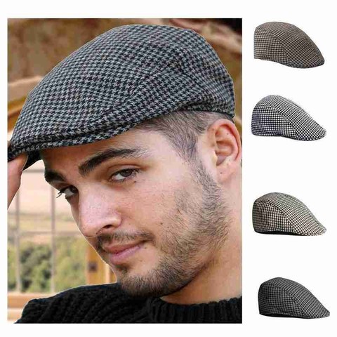 Fashion Herringbone Newsboy Baker Boy Tweed Flat Cap Mens Gatsby Hat Designer Luxury Cappello da donna Beret Femme ► Photo 1/6