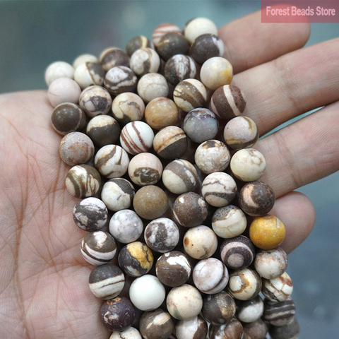 Matte Australia Zebra Jaspers Round Beads Natural Stone Diy Bracelet Accessories for Jewelry Making 15