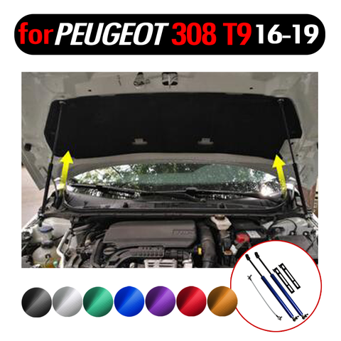 Gas Springs for Peugeot 308 T9 2016-2022 Carbon Fiber Front Hood Bonnet Modify Gas Struts Shock Damper Lift Support Absorber ► Photo 1/6