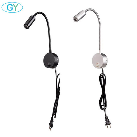 Plug Wired Flexible 3 Watts 3W Gooseneck Led Wall Light Sconce Lamp Lighting for Bedroom Reading Bathroom with Plug, black white ► Photo 1/6