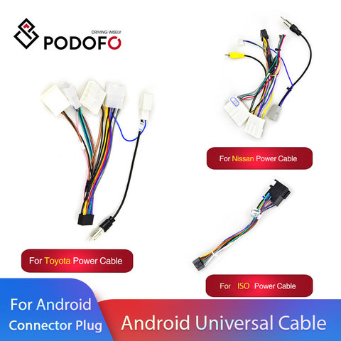 Podofo Android 2 Din Car radio Multimedia Player Universal Accessories Wire Adapter Connector Plug Cable for VW Nissian Toyota ► Photo 1/5