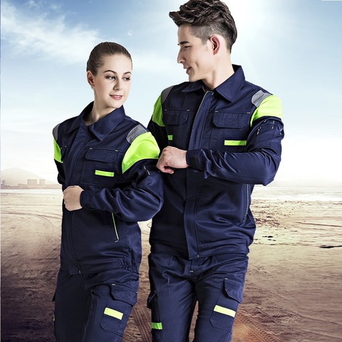 Working suits workwear clothes men women long sleeves workmen work uniform car workshop Reflective mechanical working overalls ► Photo 1/6