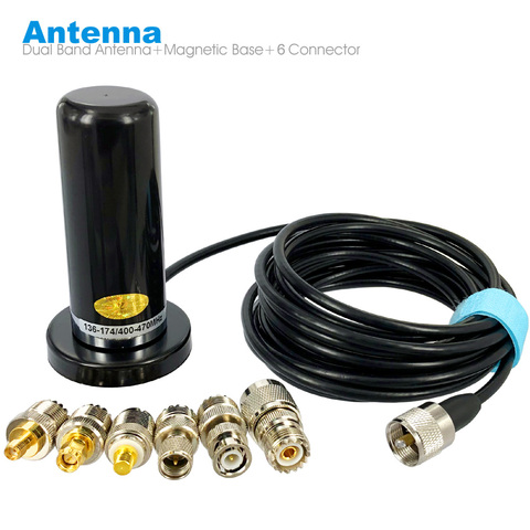 Walkie Talkie Car Radio Dual Band VHF UHF Antenna PL259 5M Coaxial Cable Magnetic Mount Base and SMA-F SMA-M BNC Connector ► Photo 1/6