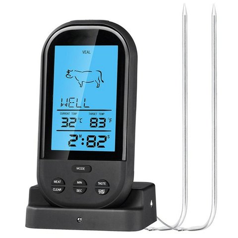 2022 Black Wireless Digital LCD Display BBQ Thermometer Kitchen Barbecue Digital Probe Meat Thermometer BBQ Temperature Tool ► Photo 1/6