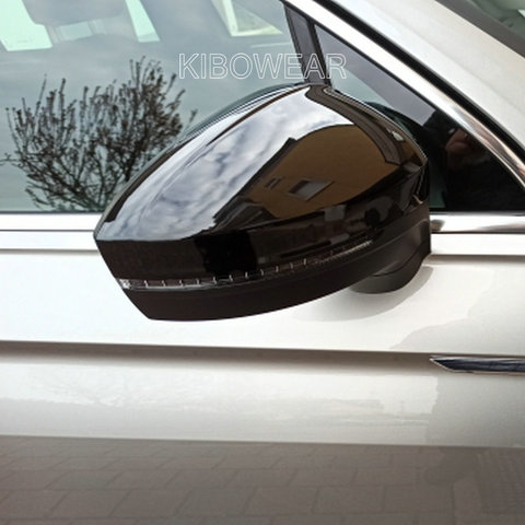 Black Side Wing Mirror Caps Cover for VW Tiguan Allspace L MK2 2017 2022 Replacement 2022 (Glossy Pearl Black) ► Photo 1/6