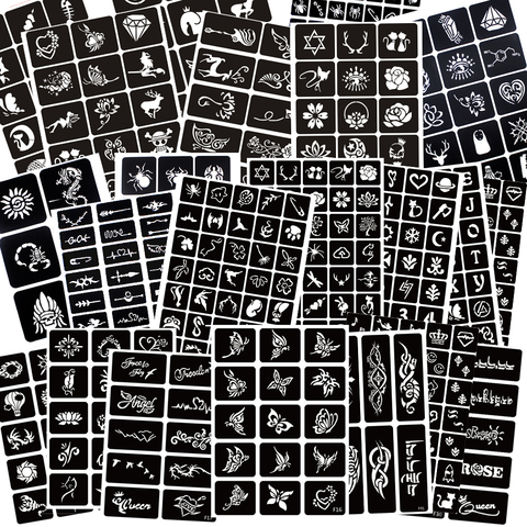 22 Sheets Glitter Temporary Tattoo Stencil Set, 400pcs Airbrush Tattoo Templates Pack for Girls Boys Adults Face Body Painting ► Photo 1/6