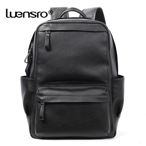 Backpack Men Fashion Genuine Leather Backpacks Anti-theft Bags Preppy Style College Teenager School Bag For 15.6 Inch Laptop Bag ► Photo 1/6